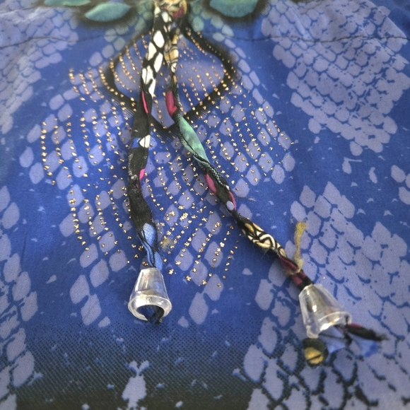 Bell Pepper One Size Maxi Vibrant Multicolor Kaftan Dress Shiny Tiny Gold Studs - Picture 14 of 16